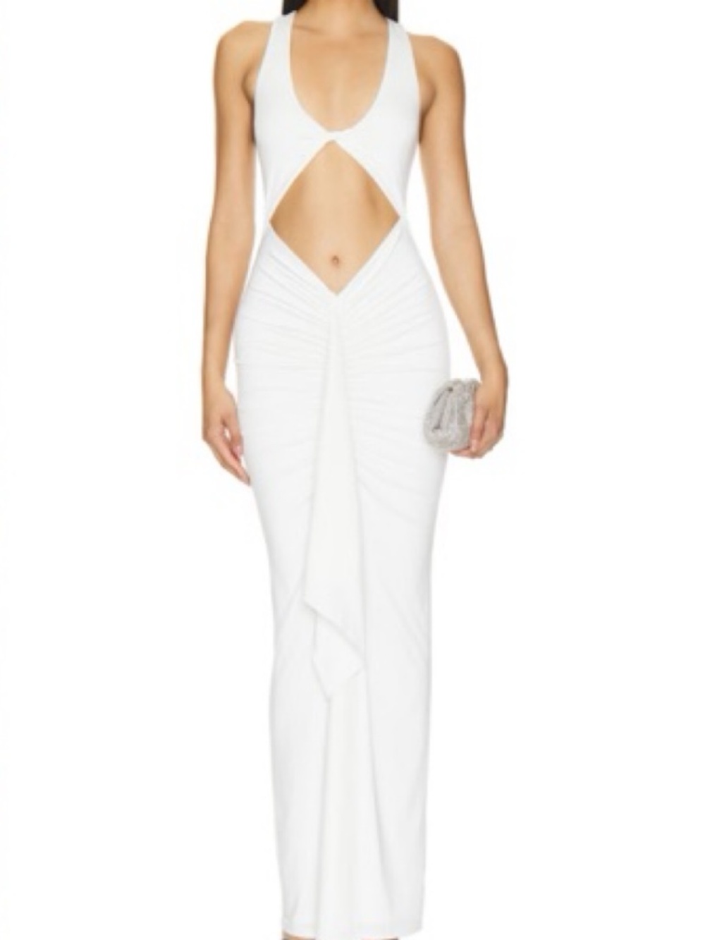 NWT superdown White Twist-Front Halter Maxi Dress